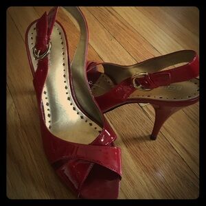 COPY - BCBG Girls red patent peep toe heels, size 10